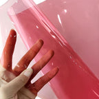 HYANG Light Pink Transparent PVC Super Clear Holographic Vinyl Faux Leather - Image 2