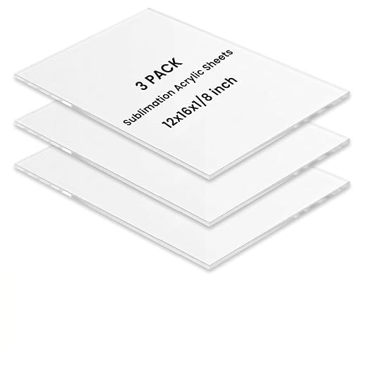 3 Pack Sublimation Acrylic Blanks Sheets 12"x16", 1/6" Thick White Acrylic by Unknown