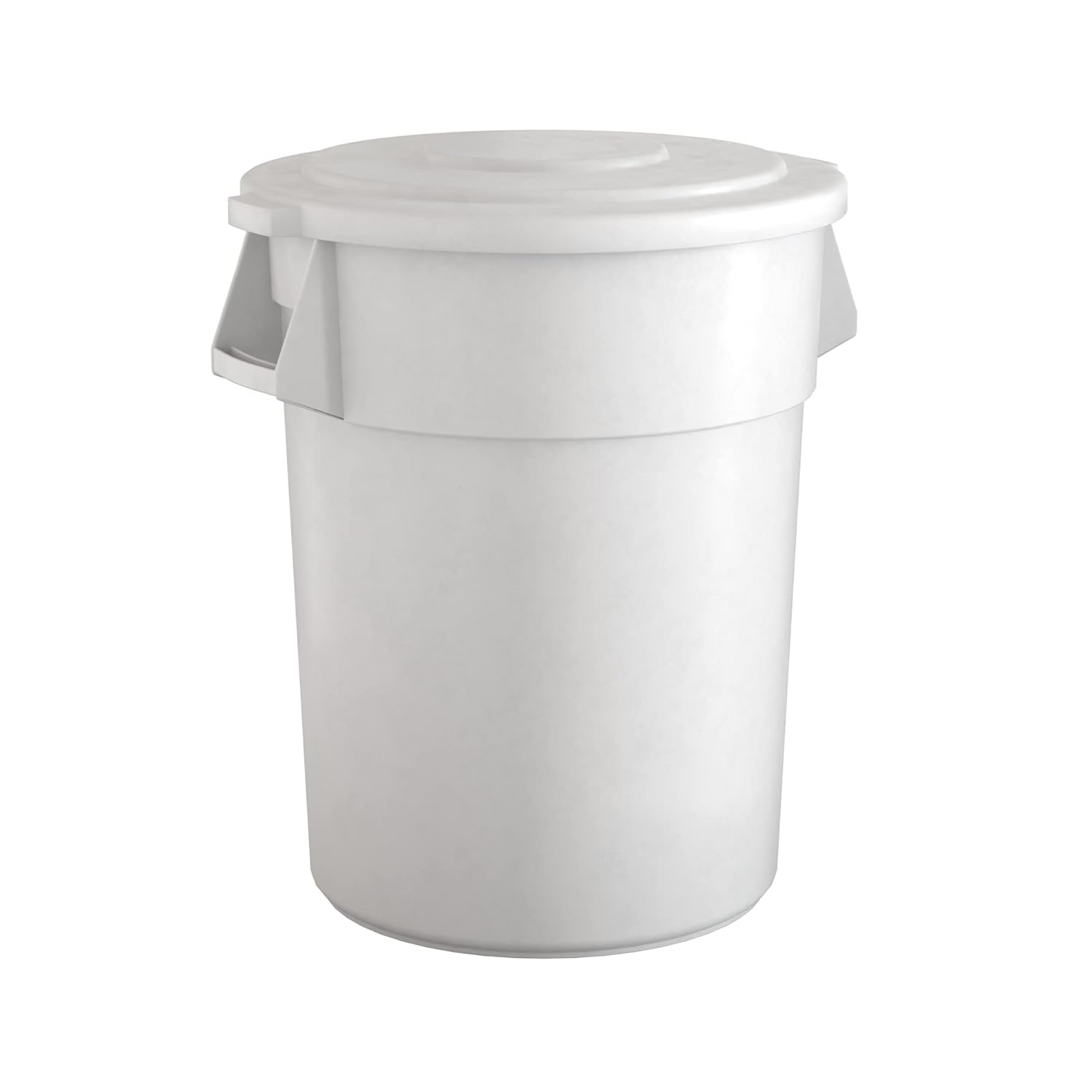 55 Gallon White Round Commercial Trash Can with Lid