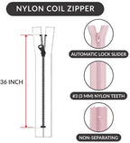 36 inch #3 Non-Separating Nylon Coil Jacket Zipper, Extra-Long Heavy-Duty - Image 2