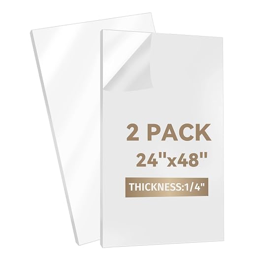 WEWLINE 24×48" Plexiglass Sheets 2-Pack 1/4" Thick, Acrylic Sheets by WEWLINE