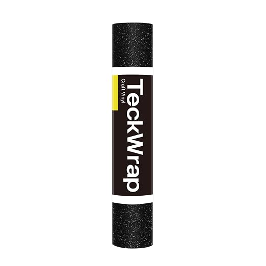 TECKWRAP Black Glitter Vinyl Permanent – Shimmer Vinyl Adhesive Vinyl Roll 1ft by TECKWRAP