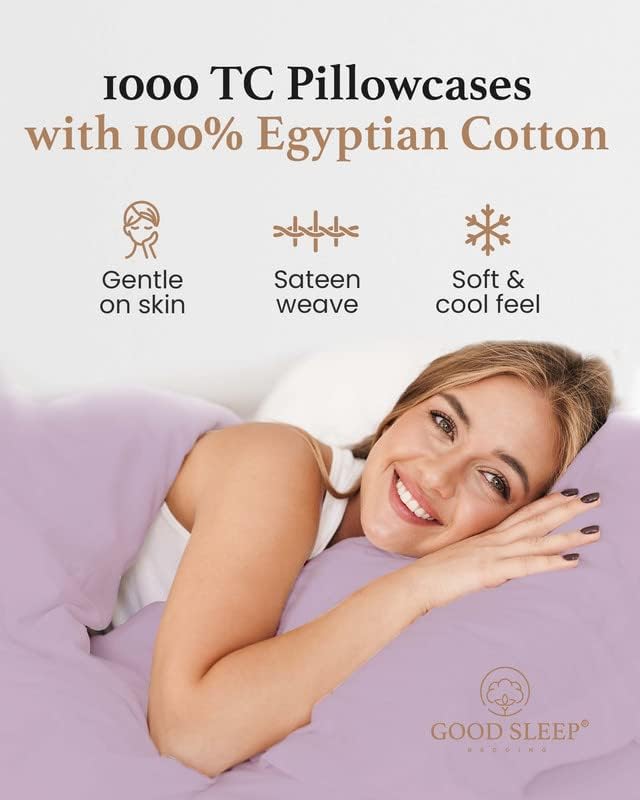 1000 TC Lavender King Pillowcases Set of 2 100% Egyptian Cotton Pillow Cases - Image 4