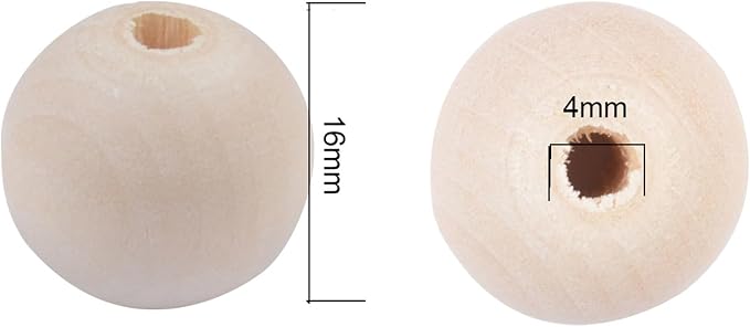 16mm Wooden Beads for Craft, Bead Garland, Farmhouse Decor - Image 2
