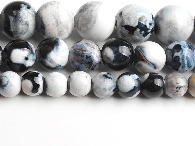 35pcs Round Loose White Fire Agate Beads - Image 7