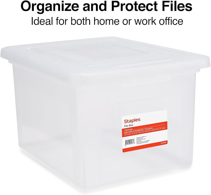 STAPLES Plastic File Box with Snap Lid, Letter/Legal Size - Image 2