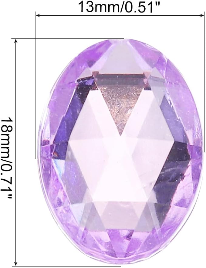 MECCANIXITY 50Pcs Acrylic Oval Gems 13x18 mm Flat Back Artificial Rhinestones - Image 2