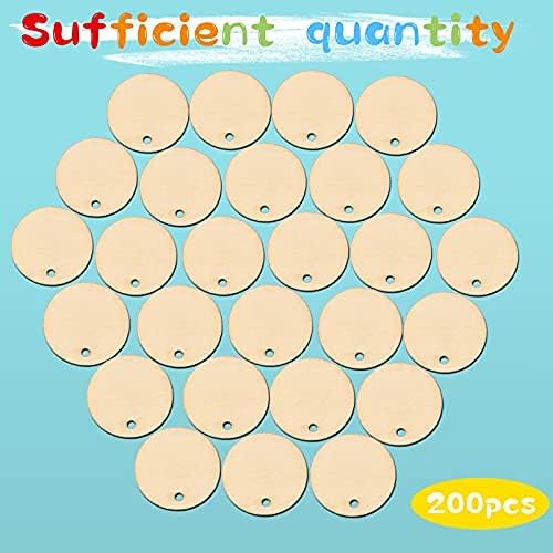 200 Pieces Unfinished Blank Wood Circle Pendants Round Disc Circle Wood Pieces - Image 2