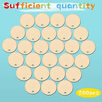 200 Pieces Unfinished Blank Wood Circle Pendants Round Disc Circle Wood Pieces - Image 2