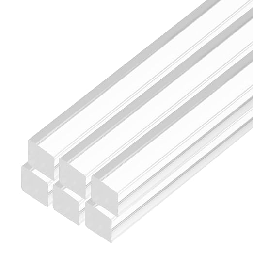 MECCANIXITY 6pcs Acrylic Square Rods 5/16" x 10" Clear Acrylic Dowel Rods by MECCANIXITY
