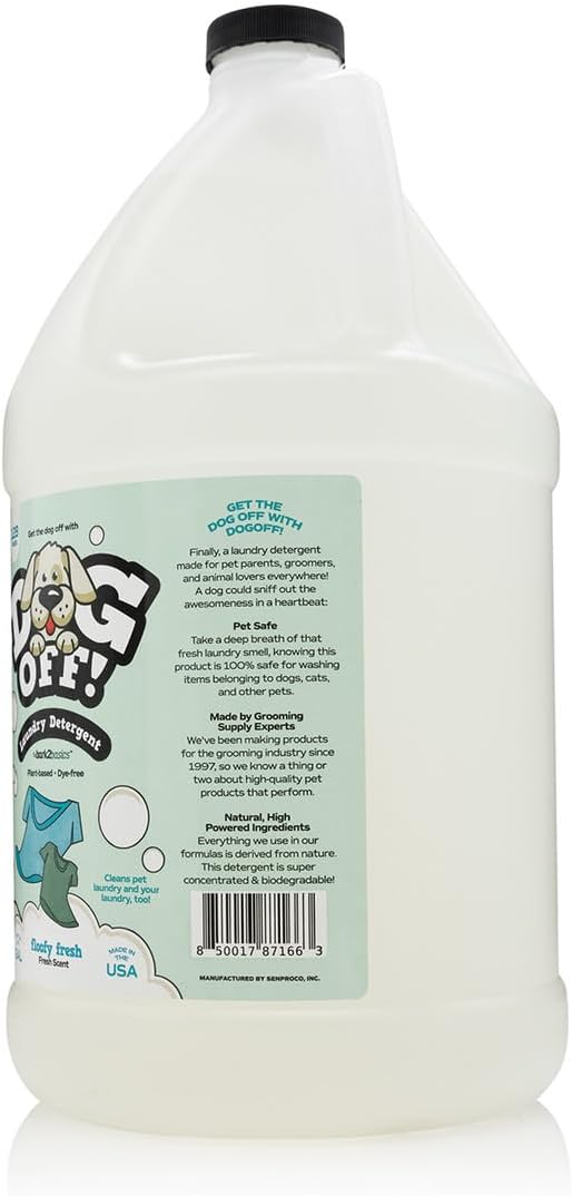 Bark2Basics Dog-Off Laundry Liquid Detergent, 1 Gallon - 128 Loads, Eliminates Pet Odors and Stains from Clothes, Towels, and Apparel, Ideal for Grooming Salons, Clinics, Kennels, Resorts, and More