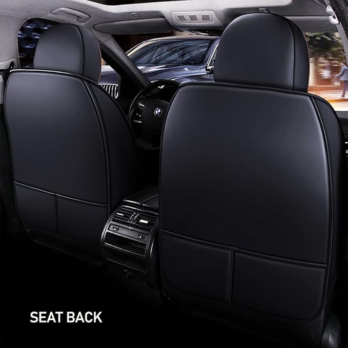 Full Set of Universal Fit Automotive Seat Covers fit for Suzuki 1999-2025 95% Models, PU Leather Automobile Interior Sets with Headrest & Back Pillow Black & Coffee Line