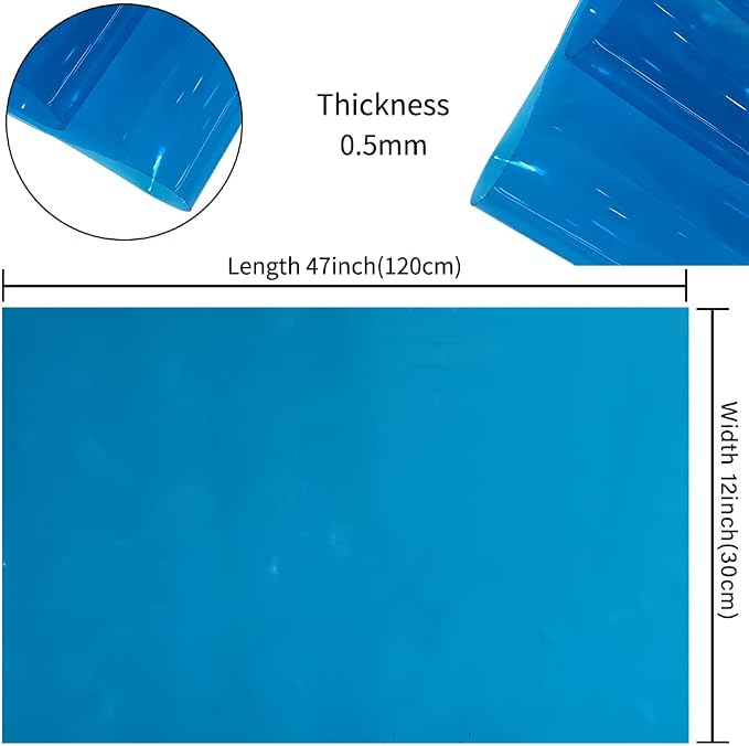 HYANG SkyBlue Transparent PVC Super Clear Holographic Vinyl Faux Leather Sheets - Image 4