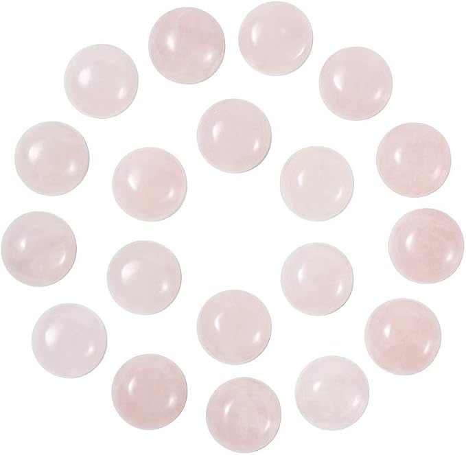 FASHEWELRY 50Pcs Natural Rose Quartz Cabochons Flat Back Gemstone Cabochons by FASHEWELRY
