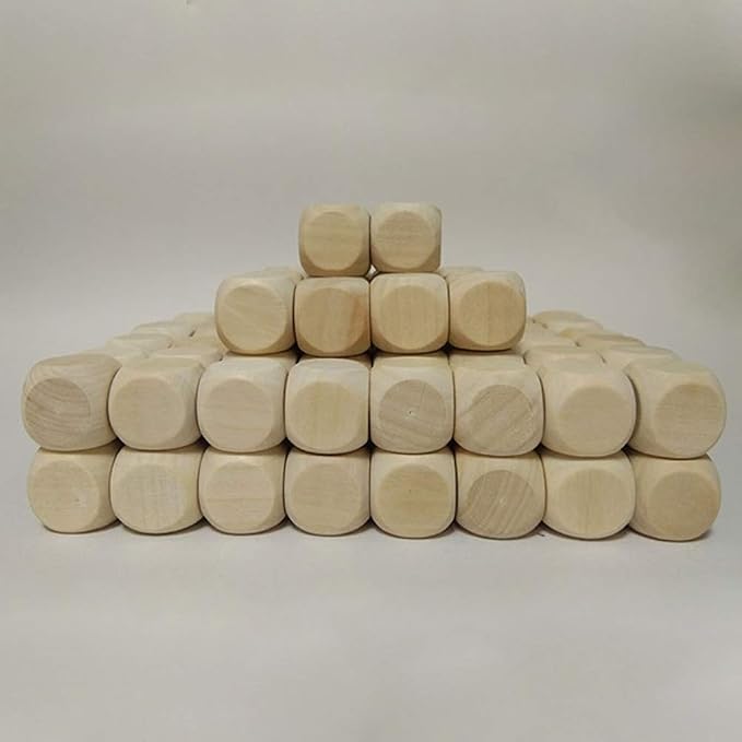 100 Pcs Blank Wooden Dice Unfinished Square Blocks 6 Sided Wood Cubes - Image 2