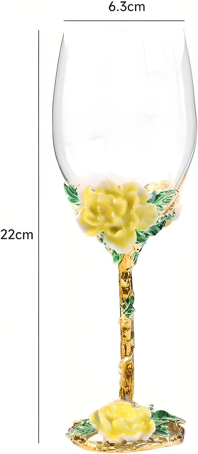 Simcat Handmade Painted Enamel Flower Glass Wine Glasses Transparent Refined - Image 2