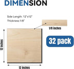 32Pack Basswood Sheets for Craft, 12×12×1/8 Inches Thick Plywood Sheet - Image 2