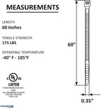 Kable Kontrol Heavy Duty Cable Zip Ties 50 Pcs 60 Inch, Natural White, 175 Lbs - Image 2