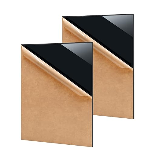 2 Pack 8'' x 12'' Opaque Black Acrylic Sheet, 3mm Thick Acrylic Plexiglass by Unknown