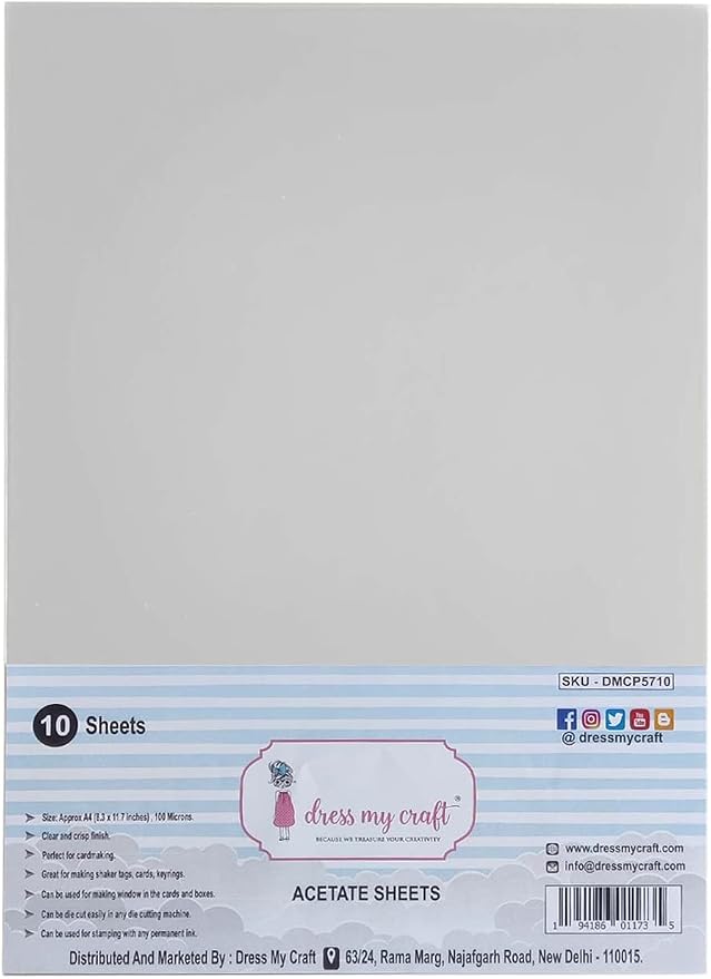 Dress My Craft Acetate Sheets A4 10/Pkg-100 Microns -DMCP5710 by Dress+My+Craft