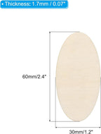 PATIKIL 60x30x1.7mm Wood Pieces, 60 Pack Unfinished Oval Wood Shapes Blank - Image 2