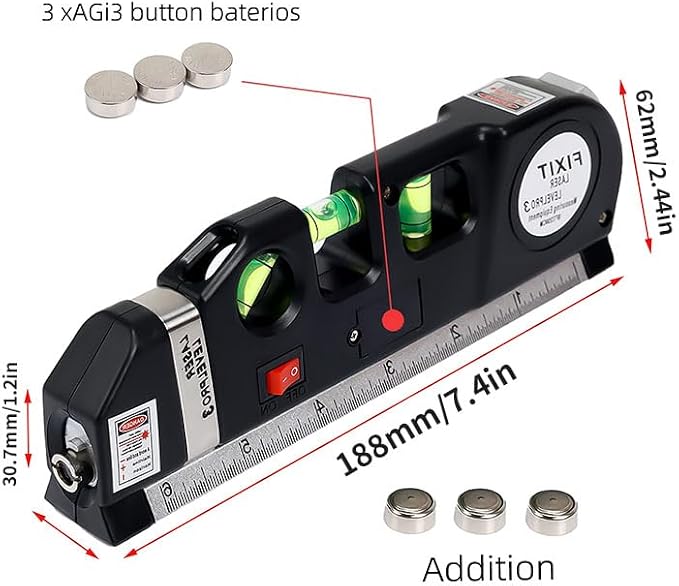 Laser Level Line Tool, Standard Cross Line Laser Leveler Beam Kit | - Image 2