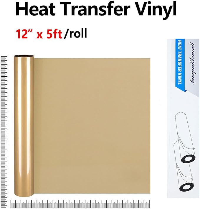 guangyintong Soil Golden Heat Transfer Vinyl HTV Rolls, Glossy Surface HTV Vinyl - Image 2
