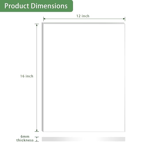 Lesnlok 12 x 16 Frosted Acrylic Sheet 1/4 inch Thick 6mm 1 Piece Bouble Sided - Image 2