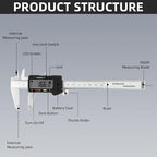Digital Caliper Measuring Tool, Stainless Steel Vernier Caliper Digital 6IN | - Image 6