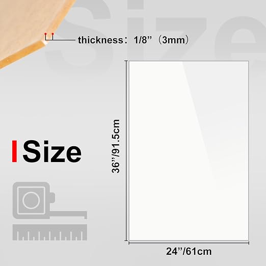 KINLINK 24x36 Plexiglass Sheets 1/8 inch Thick - 3mm White Cast Acrylic Sheet - Image 2