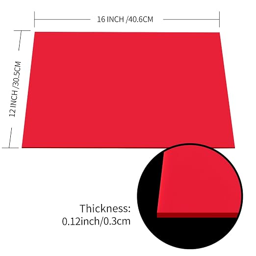 Red Acrylic Sheet 12" x 16" x 1/8", 2 Pack UU&FIL Red Opaque Glossy Cast - Image 2