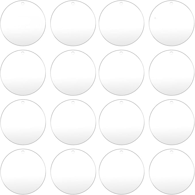 100pcs with Holes 1inch Blank Mini Acrylic Round Sheets | 2mm Thick, by Senbota