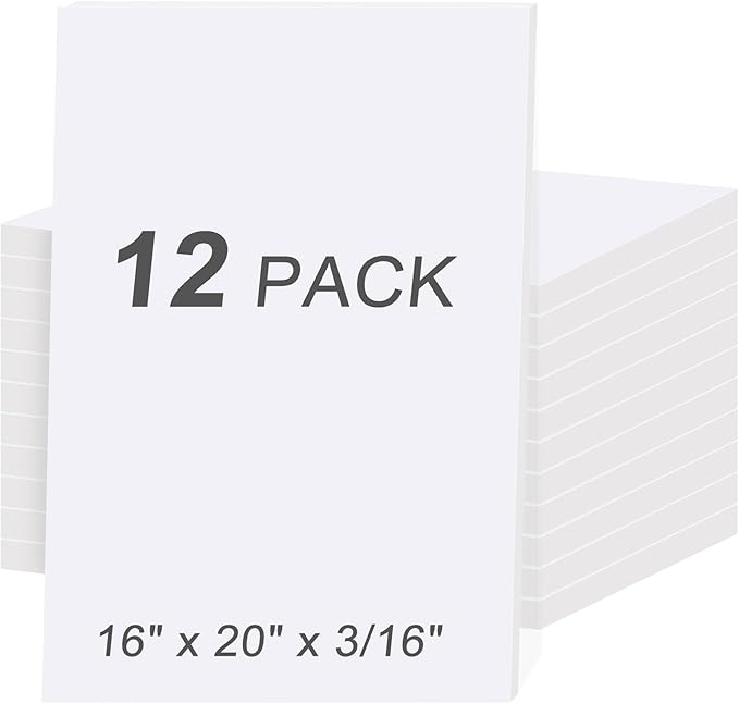 MYFAMIREA 12 Pack White Foam Board 16" x 20", 3/16" Thick Board Poster by MYFAMIREA