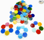 DIY Glass Round Mosaic Tiles, 100 Pieces Assorted Colors Stained Glass Flower by Hozzwhoo