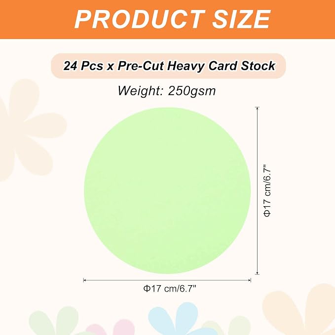 MECCANIXITY 24 Pcs Circle Card Stock, 6.7 Inch Round Cutouts Paper Thick - Image 2