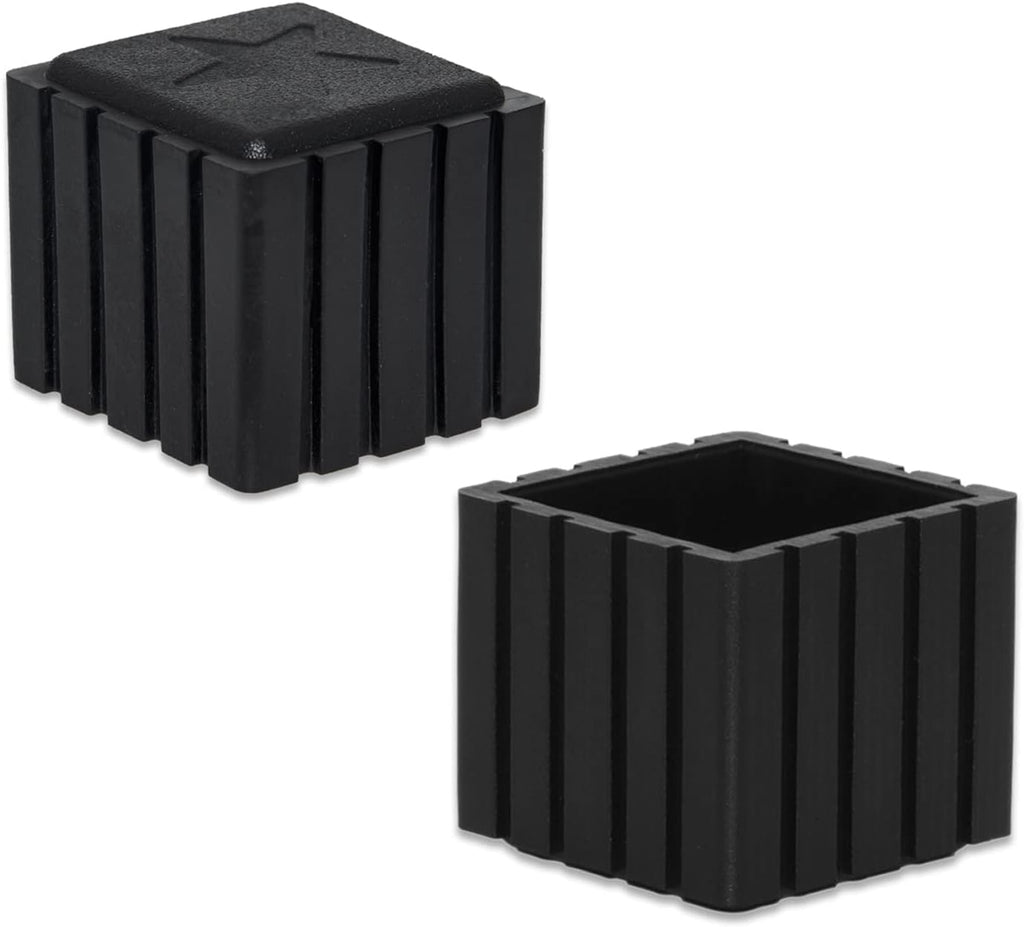 Flyshop Anti-Skid Non-Marking Synthetic Rubber Patio Chair Table Leg Caps Square Furniture Covers 20pcs, Black, 25 mm x 25 mm, 1" x 1"