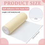 BENECREAT 118x8 Inch White Self Adhesive EVA Foam Roll, 1mm Thick Waterproof - Image 2