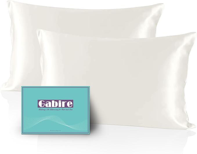 Gabire Mulberry Silk Pillow Cases Set of 2, Both Sides Real Silk Pillowcase by MulberrySilkPillowcases