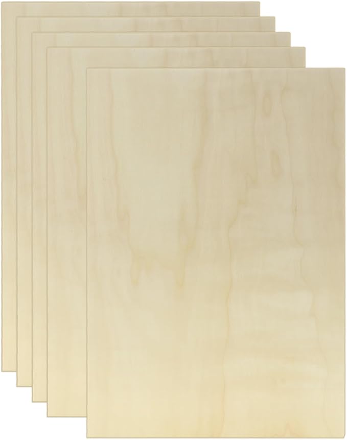 5 Pack Basswood Sheets for Crafts, Pyrography, Wood Engraving, Wood Burning by HOME