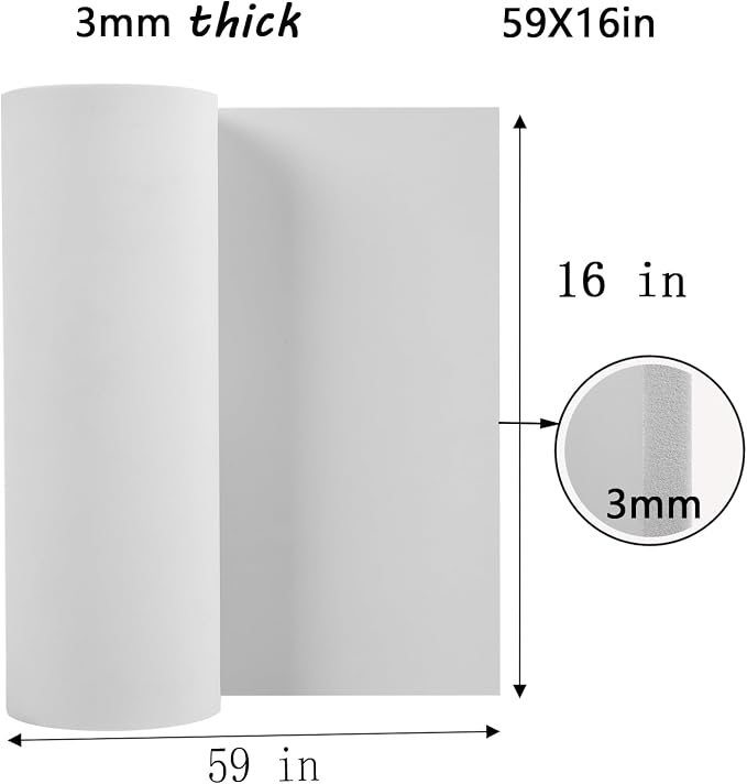 AMZQNART EVA Foam 3mm, Cosplay Foam 16x59 inch White, High Density 90 kg/m³ - Image 2