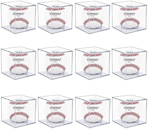Baseball Display Case, 12 Pack Clear Acrylic Cube Holder Set | Dustproof Clear - Image 2
