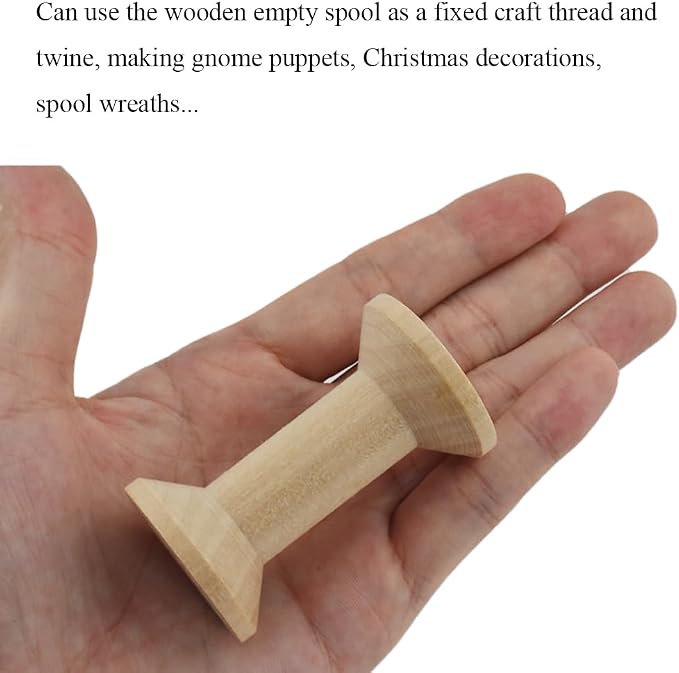 HAHIYO 2.36Inch/6cm 4PCs Natural Wood Unfinished Wooden Empty Thread Spool - Image 3