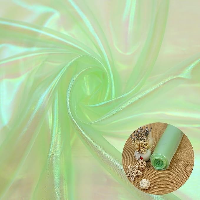 Olive Drab Iridescent Organza Fabric - Image 2