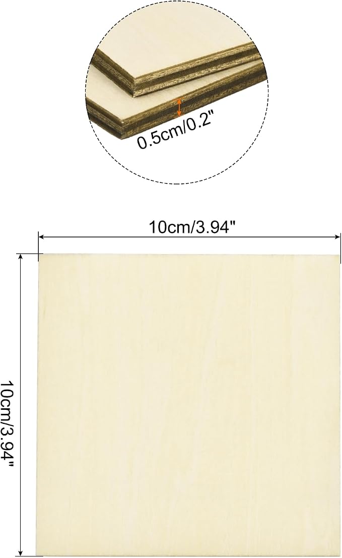 MECCANIXITY 10pcs Basswood Sheet 4 x 4 x 3/16 Inch Unfinished Wood Boards - Image 2