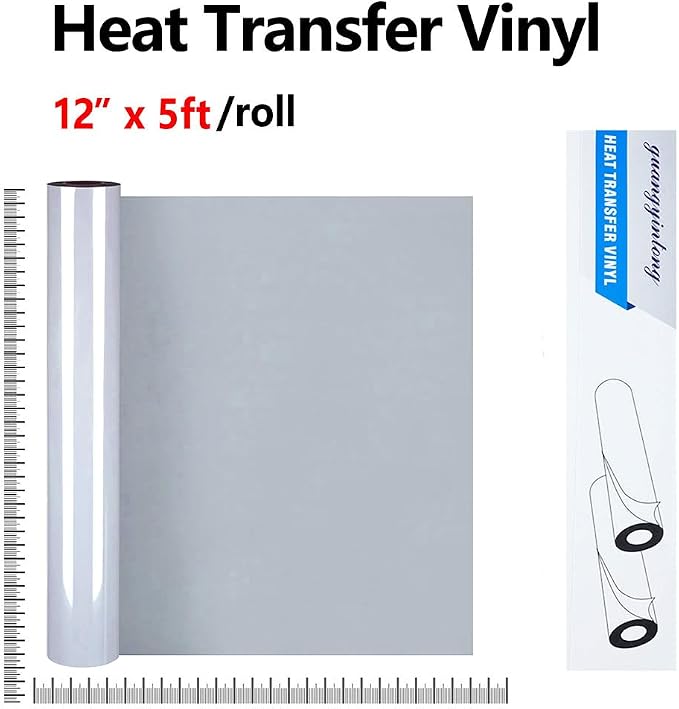 guangyintong Gray Heat Transfer Vinyl HTV Rolls, Glossy Surface HTV Vinyl - Image 2