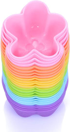 Mini Silicone Muffin Cups, 24 Pack Reusable Cupcake Molds, Begonia | Nonstick 2 - Image 5
