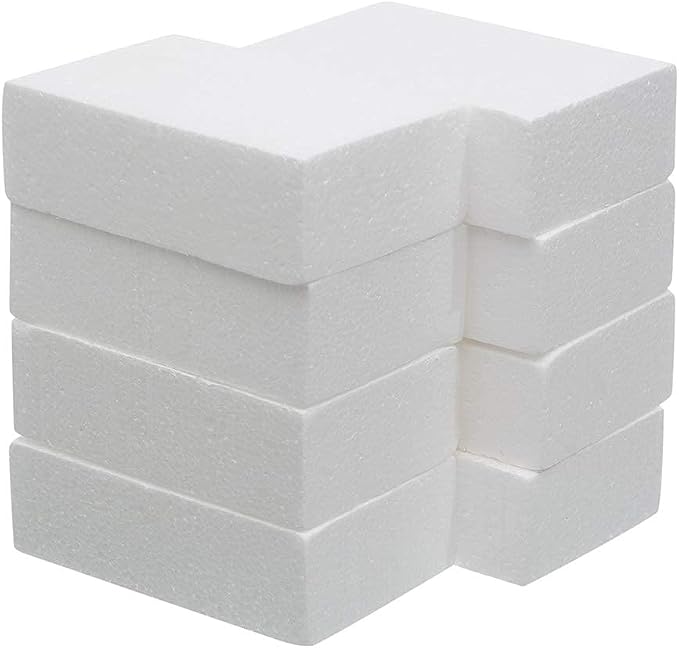 Crafare 8 Pack Craft Foam Blocks 8X4X2 Inch Polystyrene Brick Rectangle by Crafare