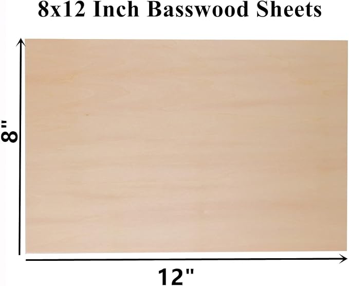 12 Pack Basswood Sheets 1/8 x 8x12 Inch Thin Plywood Sheets - Image 2