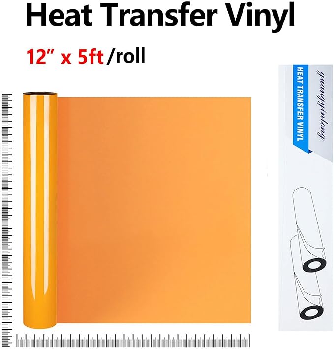 guangyintong Light Orange Heat Transfer Vinyl HTV Rolls, Glossy Surface HTV - Image 2