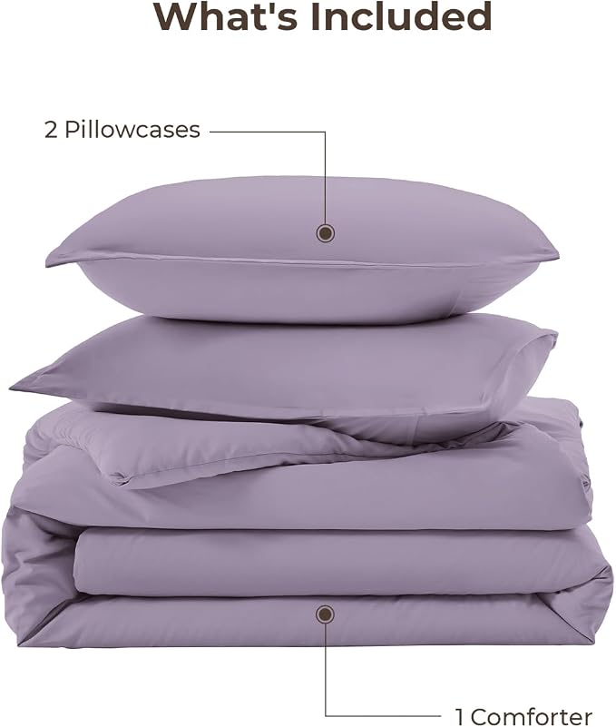 Litanika Grayish Lavender Purple Comforter Set Queen Size, 3 Pieces Lightweight - Image 7